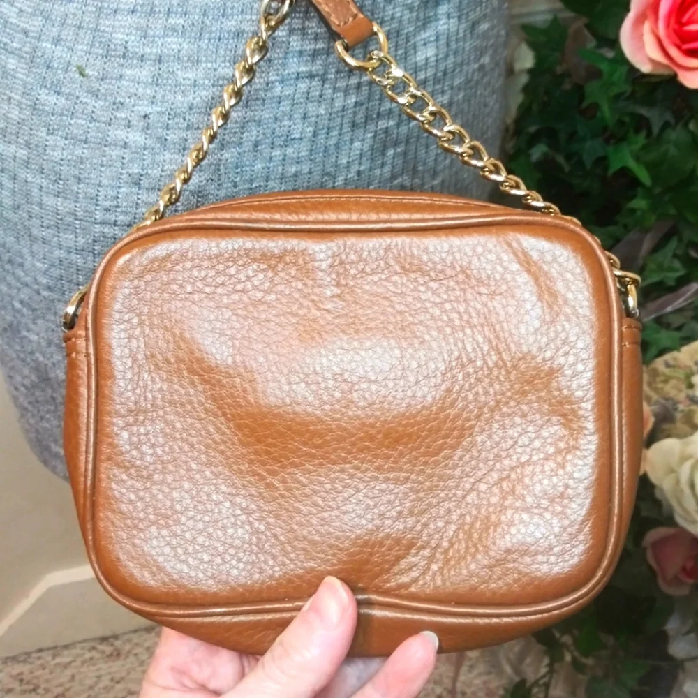 Michael Kors Ginny Caramel Brown Leather Camera Bag Style Crossbody - Picture 7 of 13
